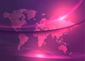 World map individual states, poster speed Ã¢â¬â¹Ã¢â¬â¹glowing lights modern background violet purple Royalty Free Stock Photo